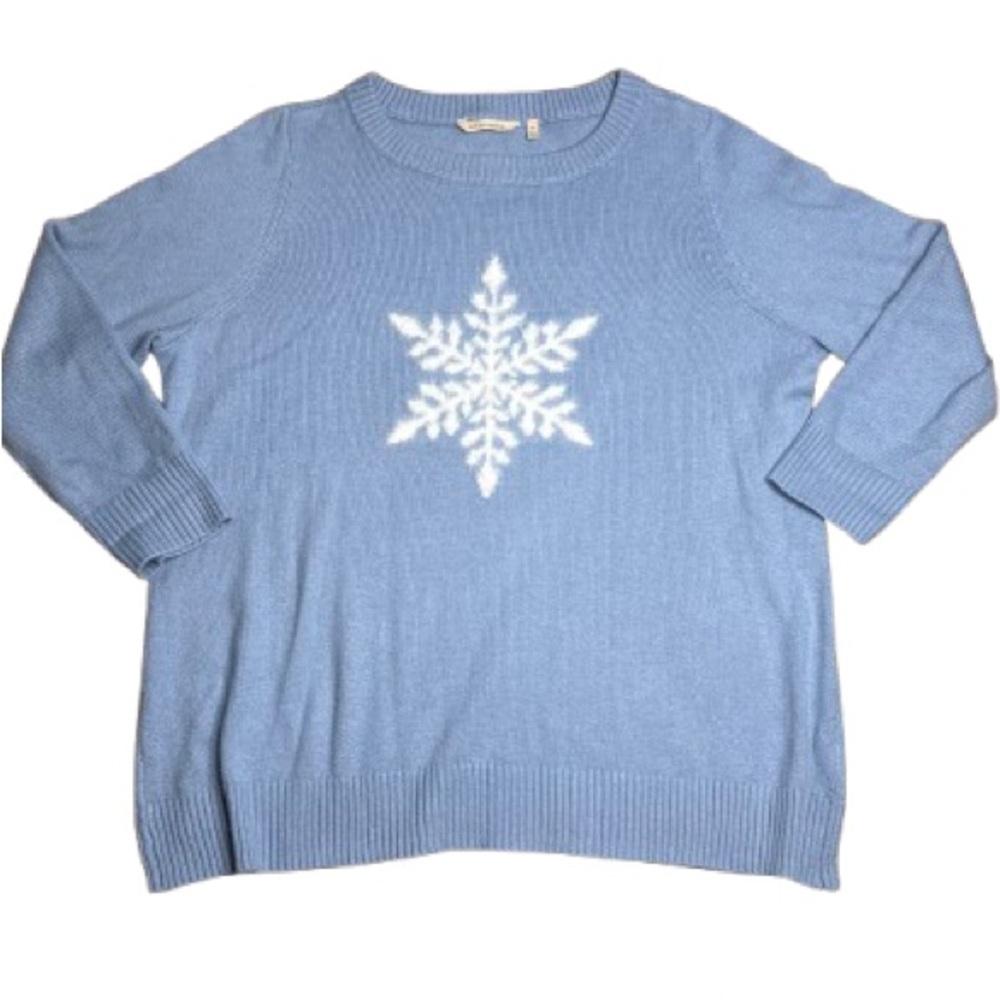 Soft Surroundings Draya Blue Eyelash Snowflake Knit Crew Pullover Sweater 2x - Picture 3 of 9